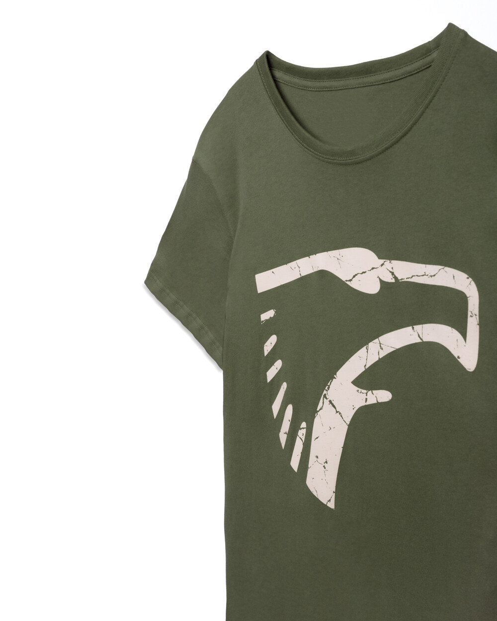 Detalle del águila serigrafiada de la Camiseta Fortis verde Army